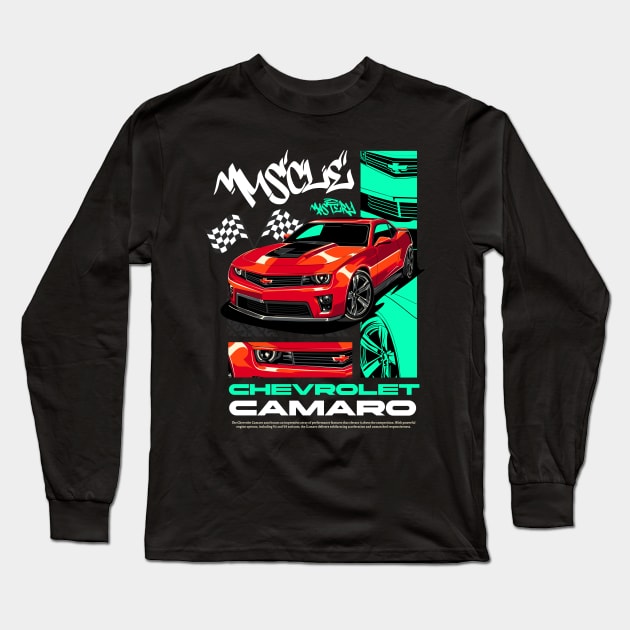 Muscle Mastery Chevrolet Camaro Long Sleeve T-Shirt by Harrisaputra